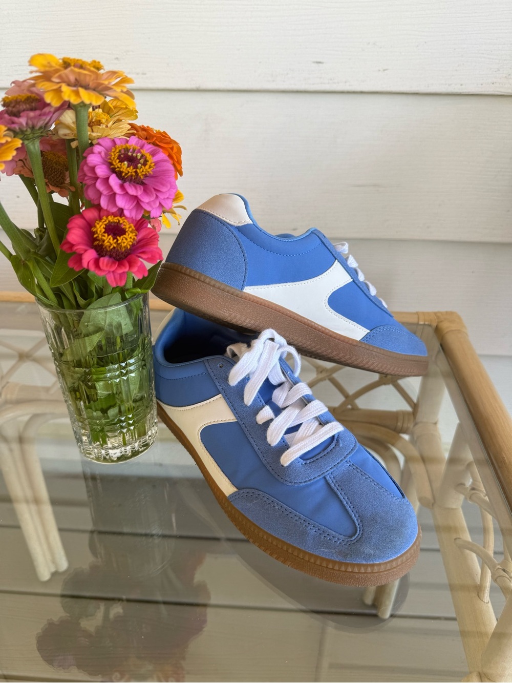 No Boundaries Blue, White and Brown Low-Top Sneakers NWOT
